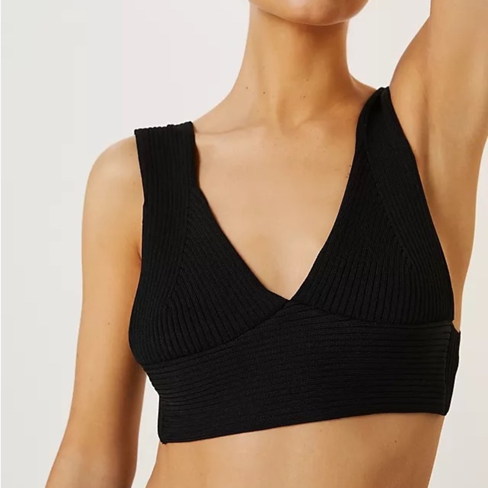 NWT Anthropologie Knit V-Neck Crop Top Size Large